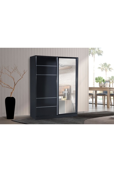 Vivense REGA SÜRGÜLÜ GARDIROP, SİYAH, 160 CM