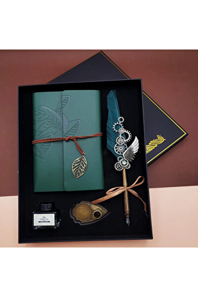 shopwave Ink Dip Pen and Notebook Set Green