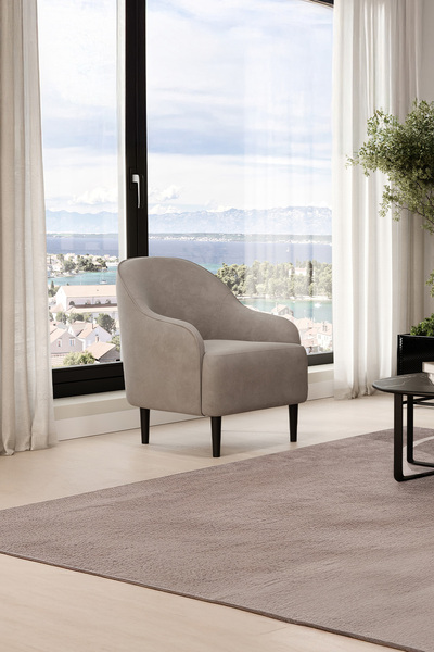 Enza Home Henna Berjer, Kadife Dokulu - Açık Gri