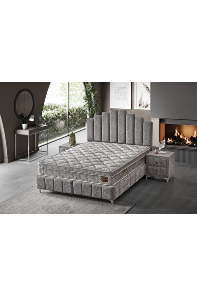 Vivense TOWER BAZA BAŞLIK YATAK SETİ, GRİ, 150x200