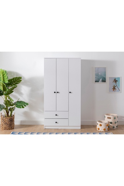 Vivense METALA HOME DÜĞME GARDIROP, 3 KAPAKLI 2 ÇEKMECELİ