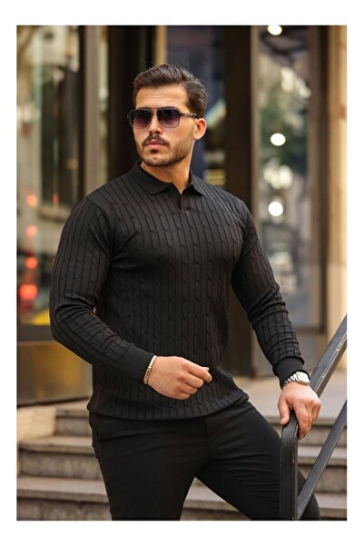 byasafkids Men's Hair Weave Pattern Long Sleeve Knitwear