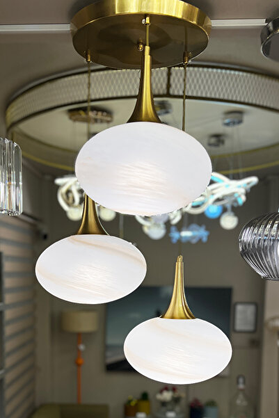 MINIMAL ETICARET VE BILGI TEKNOLOJILERI Saturn Golden TRİO Cam Avize