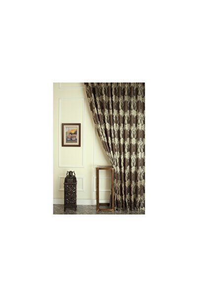 Vivense MASSARELLİ KLASİK DAMASK DESEN SIK PİLE FON PERDE, ANTRASİT GOLD, 200...