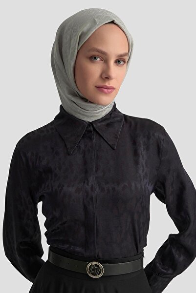 Armine Leopar Desenli Gömlek 25KM1021 Siyah