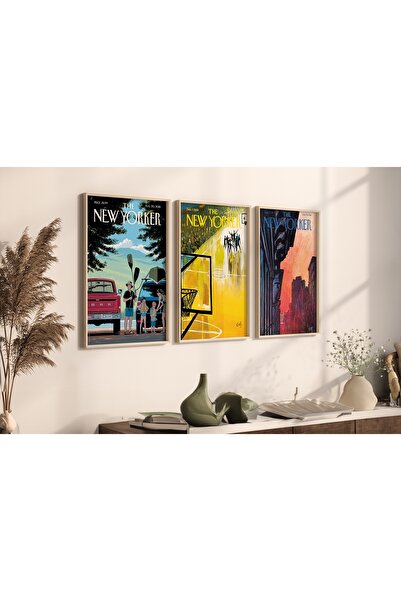 Vivense THE NEW YORKER ÜÇLÜ DOĞAL AHŞAP ÇERÇEVELİ TABLO, III