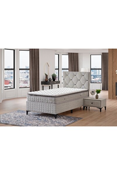 Vivense OSLO BAZA BAŞLIK YATAK SETİ, AÇIK KETEN GRİ, 90X190