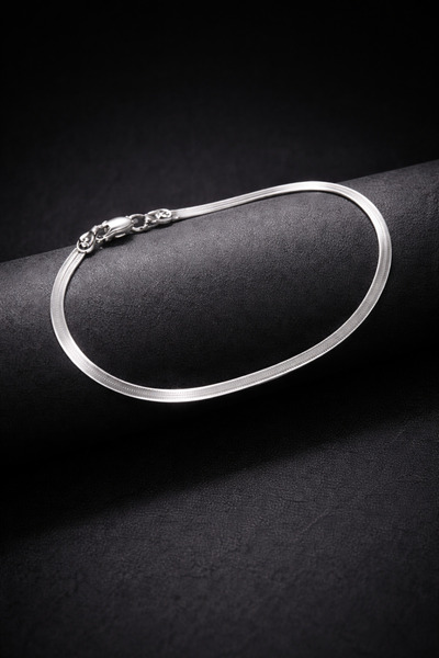 OSMANLI GÜMÜŞ Men's and Women's Steel Bracelet - Flat Crushed Thin Elegant Model Women's Men's Bracelet