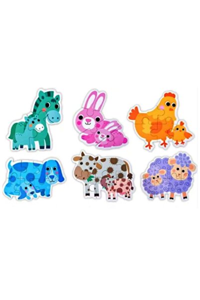 OEM Set de 6 puzzle-uri educative cu animale – Puzzle Montessori din carton gros, piese mari,