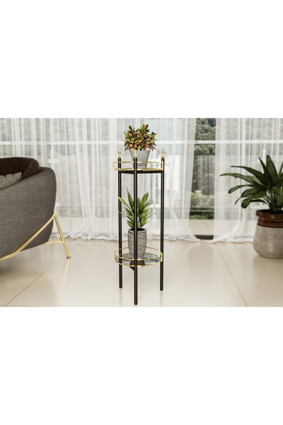 Vivense BİNO BAHÇE BALKON ÇİÇEKLİK SAKSI STANDI, 2 KATLI, SİYAH