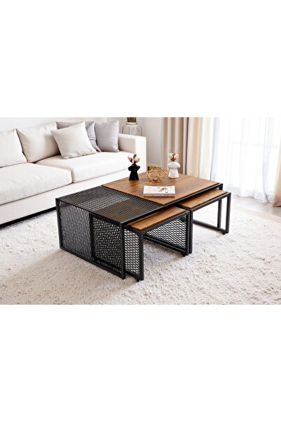 Vivense VALENSİYA ORTA SEHPA TAKIMI, ANTİK CEVİZ