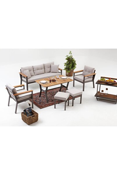 Vivense LEDA BAHÇE OTURMA GRUBU, CAPPUCCINO