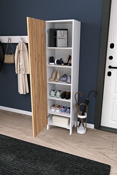 dekor fim Beyaz Çok Raflı Kapaklı Ayakkabılık Modern Ayakkabı Dolabı Portmant...