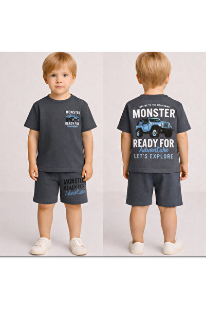 Melodikids Boy's Summer Monster Top and Bottom Set