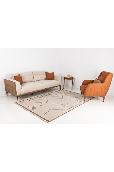 Vivense LİFE MAKİNE HALISI 6081, SAÇAKLI, BEJ, 80X150