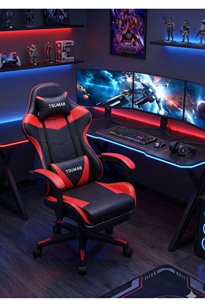 TSUMAB Ergonomic Gaming Chair with Adjustable Backrest & Footrest – High-Back...