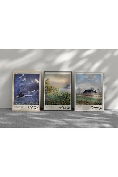 Vivense Claude Monet Iı Üçlü Çerçeveli Tablo