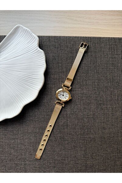 rubsey Retro Minimal Wicker Cord Vintage Women's Wristwatch Gold Butterfly Model