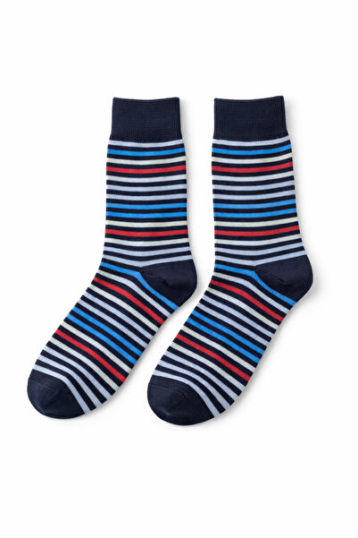 SOLDE SOCKS Men's Cotton Casual Socks – Striped Pattern, Black Background wit...