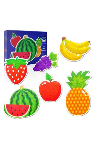 OEM Set of 6 Educational Fruit Puzzles – Montessori Puzzle from Thick Cardboard, Large Pieces, 3+ year