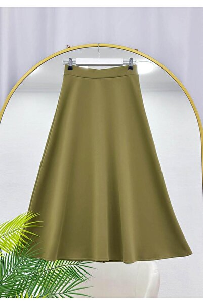 Çalışkan Puf Scuba Crepe Fabric Elastic Flare Skirt [90 cm Medium, Regular Fi...