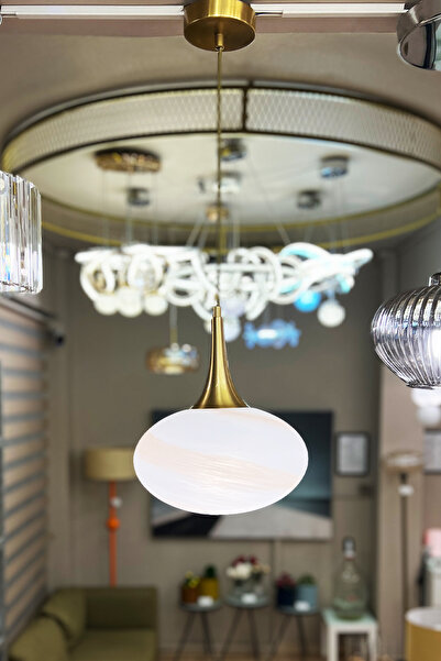 MINIMAL ETICARET VE BILGI TEKNOLOJILERI Saturn Golden ONE Sarkıt Cam Avize