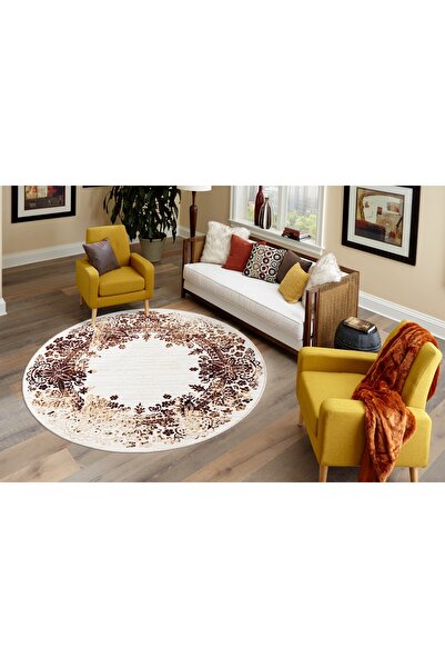 Vivense ETHNIC DOKUMA MAKINE HALISI, YUVARLAK, KREM, 160X160, 1921KR