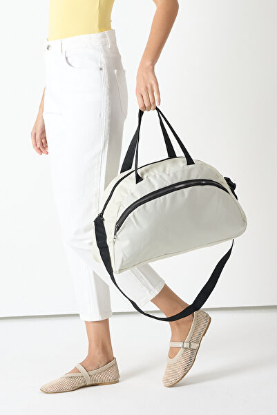 Tonny Black Women's Cream Large Size Front Zippered Fabric Sports and Travel ...