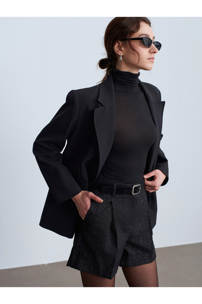 Dilvin 71666 Belted Mini Shorts with Belt - Black