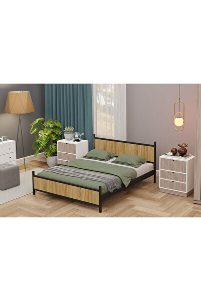 Vivense GM MODERN METAL ÇİFT KİŞİLİK KARYOLA, SİYAH ATLANTİK ÇAM, 140X190