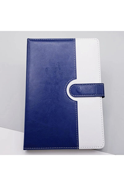 shopwave Striped Thermo Leather Notebook Navy Blue