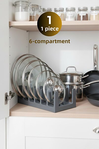 grimorlife قطعة واحدة من غطاء وعاء الطبق البلاستيكي الرمادي - منظم للأدراج والخزانة