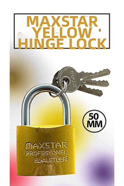 Maxstar Yellow Padlock 50 mm with 3 Keys