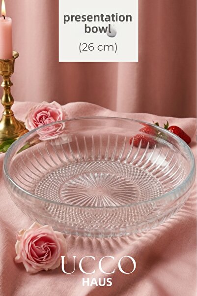 UCCO 26 cm Large Glass Salad Serving Bowl Luxury Presentation Plate - Stylish Presentation Plate Manila