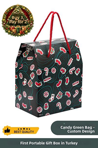 OGTWO صندوق هدايا بتصميم مميز مع حقيبة، مجموعة هدايا لعيد الميلاد - 24x14x20 سم