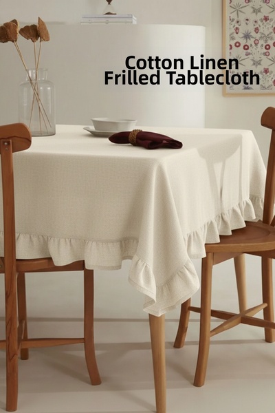 OTEXSA Ruffled Cotton Linen Tablecloth Stylish Table Textile Home & Dowry Product