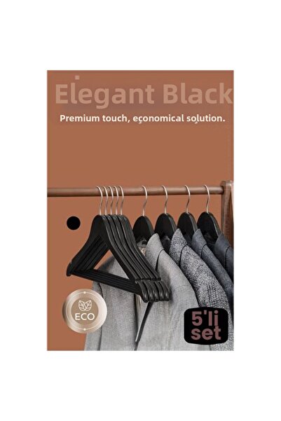 Skygo 5-Piece Luxury Black Clothes Coat Hangers - Ergonomic & Non-Slip Plasti...
