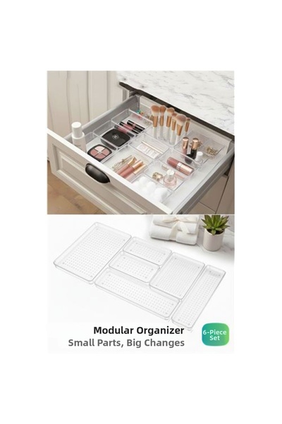 Skygo 6 Piece Modular Crystal Drawer Organizer Set - Luxury Makeup, Jewelry, ...