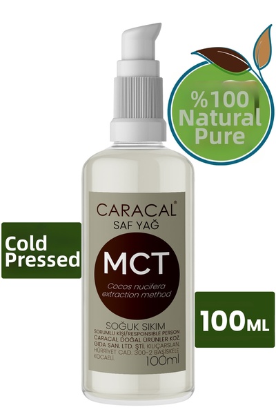 caracal 100 مل زيت MCT طبيعي نقي معصور على البارد مشتق من جوز الهند (كوكوس نوسيفيرا)