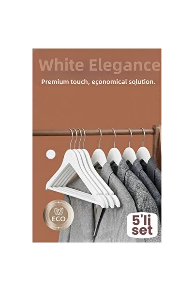 Skygo 5-Piece Luxury White Clothes Coat Hangers - Ergonomic & Non-Slip Plasti...