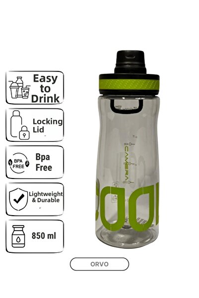 ORVO قارورة مياه رياضية سعة 850 مل - غطاء قابل للقفل، مع فوهة، وحزام تعليق - ...