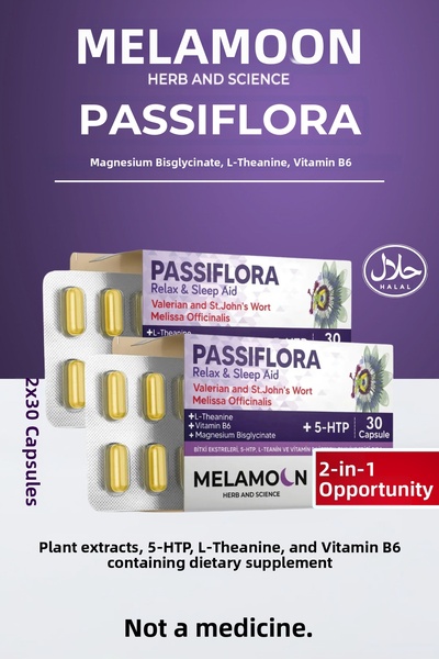 Melamoon Passiflora (Pasiflora) Fortified with Magnesium and 5-Htp (2X30 Caps...