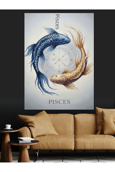 KanvasSepeti Zodiac Pești Pictură în ulei de înaltă calitate texturat Canvas ...