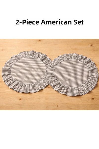 Elegancembroidery Linen Fabric American Placemat 40 cm – Ruffled Round Table ...