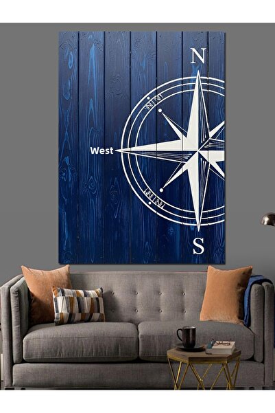 KanvasSepeti Pusula Mavi Ahşap Vopsea în ulei de înaltă calitate texturat Can...