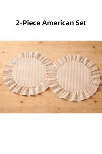 Elegancembroidery Linen Fabric American Placemat 40 cm – Ruffled Round Table ...