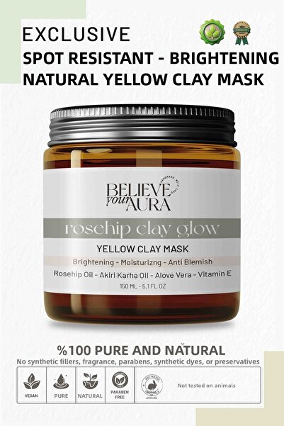 Believe Your Aura قناع التوازن المضاد للعيوب - قناع الطين الأصفر بزيت ثمر الو...