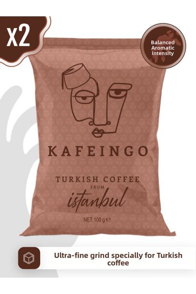 Kafeingo قهوة تركية 2×100 جرام – طحن تقليدي، نكهة غنية، قهوة رغوية، طحن طازج ...