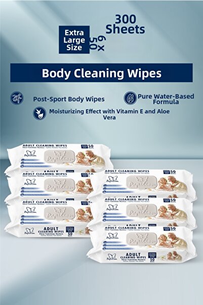 Papilion Wet Adult Cleaning Towel with Aloe Vera and Vitamin E Support 300 Sheets