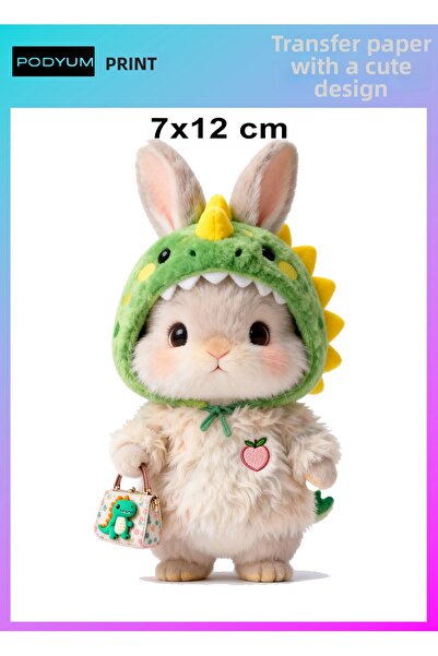 podyum baskı طباعة تي شيرت بطباعة نسيجية لطيفة على شكل أرنب يلتصق بالملابس بالكي